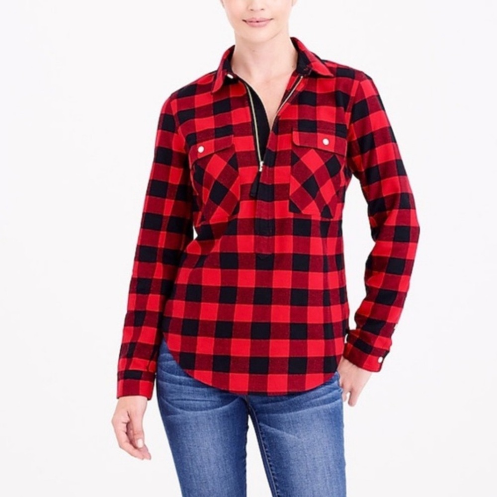 J. Crew Red & Black Buffalo Plaid Flannel XS